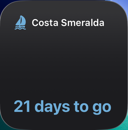 Voyiq countdown widget on the Home Screen